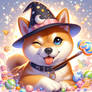 cute magical shiba wizard digital art