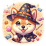 cute magical shiba wizard digital art