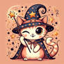 wizard cat chibified digital art