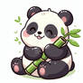 panda eats bamboo digital art