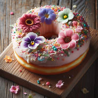 donut with flowers digital food