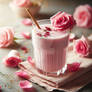 strawberry milk with flower digital art romantic