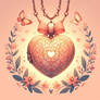 gold heart pendant locket digital art