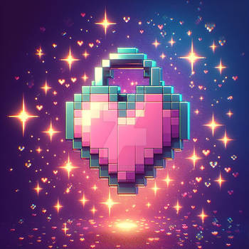 pixelated heart locket digital art
