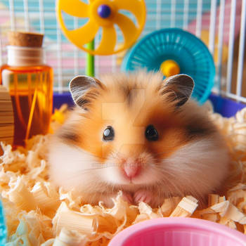 hamster in cage digital art