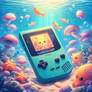 chibified gameboy color under water digital art