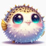 puffer fish portrait underwater digital art