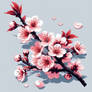 pixelated cherry blossom tree digital art