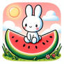 bunny with watermelon digital art