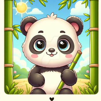 panda eats bamboo digital art