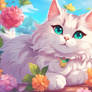 cute anime cat digital art wallpaper