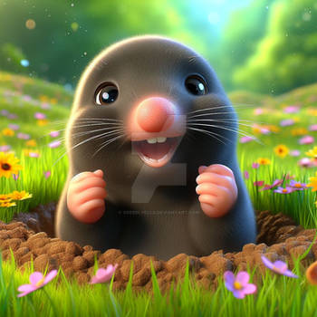 cgi mole in grass digital art nature