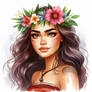 gorgeous Moana portrait digital art floral