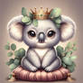 koala princess with green garland digital art