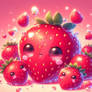 chibified strawberry fruit digital art cute