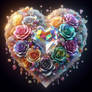 glitter diamond heart in roses digital art