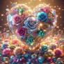 glitter diamond heart in roses digital art