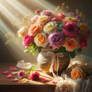 gorgeous romantic roses in vase digital art