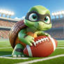 CGI cartoon turtle playing American football