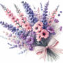 lavender bouquet watercolor digital art