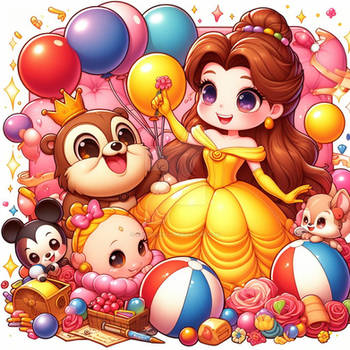 sweet kawaii cartoon princess belle