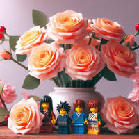 lego roses in vase || anime