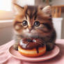 cute sweet kitten donut digital art