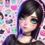 emo portrait 3D kawaii background