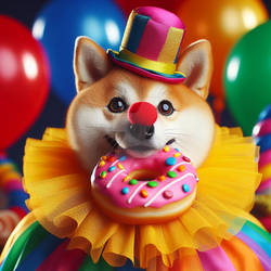 Stunningly, Delightfully, Cute Doge Clown Donut