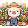 Kawaii cartoon pig character