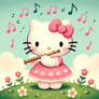 hello kitty plays flute digital art