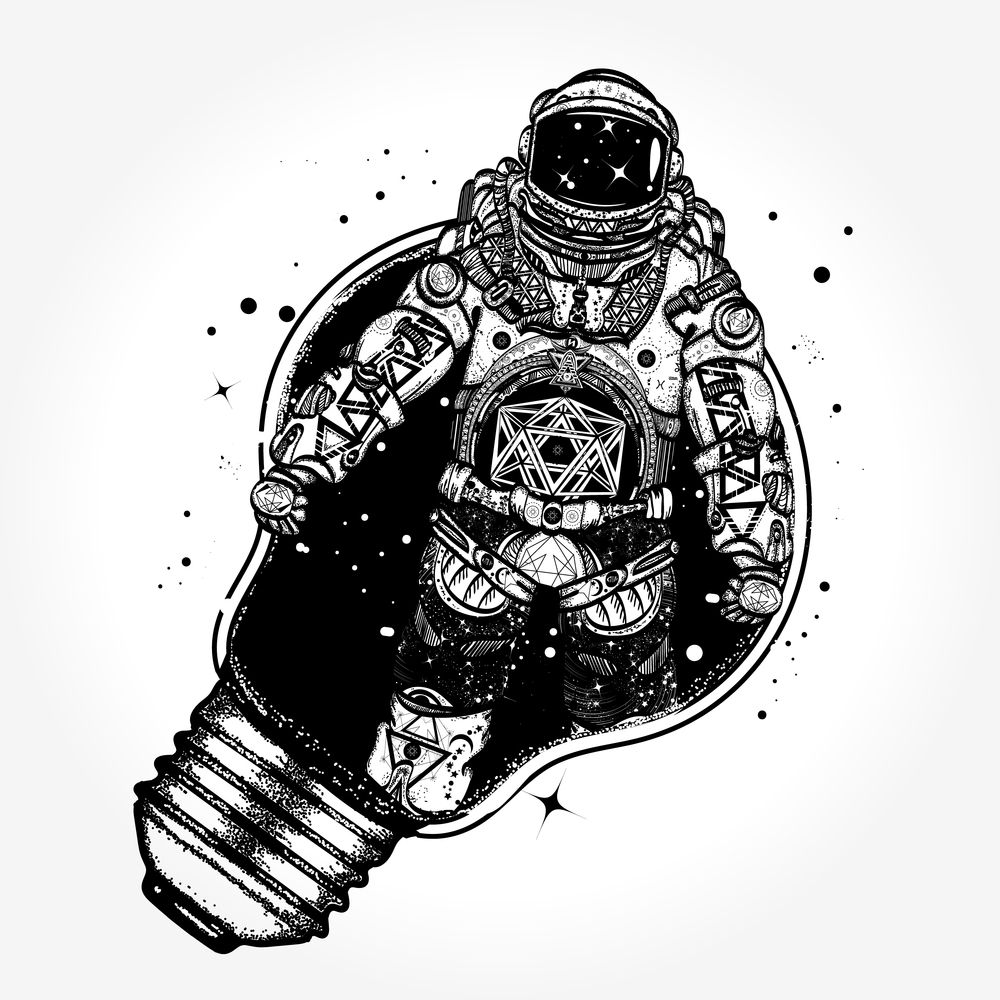 Astronaut in a light bulb tattoo art. Surreal grap by arigakana on DeviantArt Astronaut in a light bulb tattoo art. Surreal grap by arigakana on DeviantArt