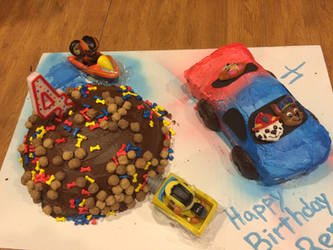 Paw Patrol and Race Car Cake