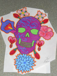 Skull and Flowers