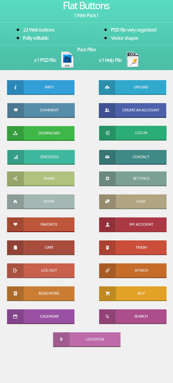 Flat Buttons ( Web Pack )