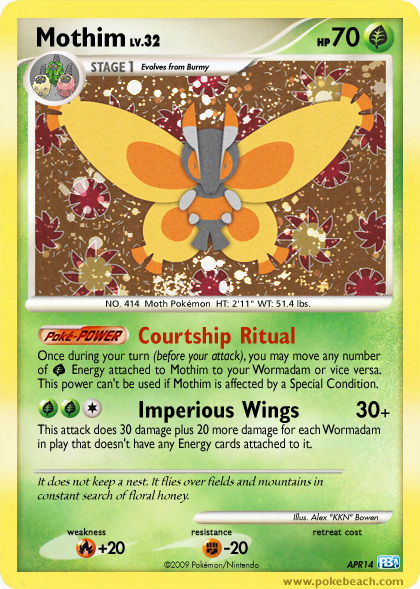 mothim pokemon card - (4/124) Colorless Gust (80) Weakness Lightning 2 Resistance Fighting Mothim Fake Card by icycatelf