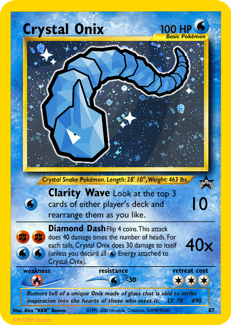 crystal onix pokemon card (56) - Unleashed Colorless Rock Throw (90) Weakness Grass 2 Resistance None None Retreat Cost Pokemon Crystal Onix 39