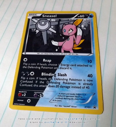 Custom Card: XY Dual-Type Sneasel (Printed)