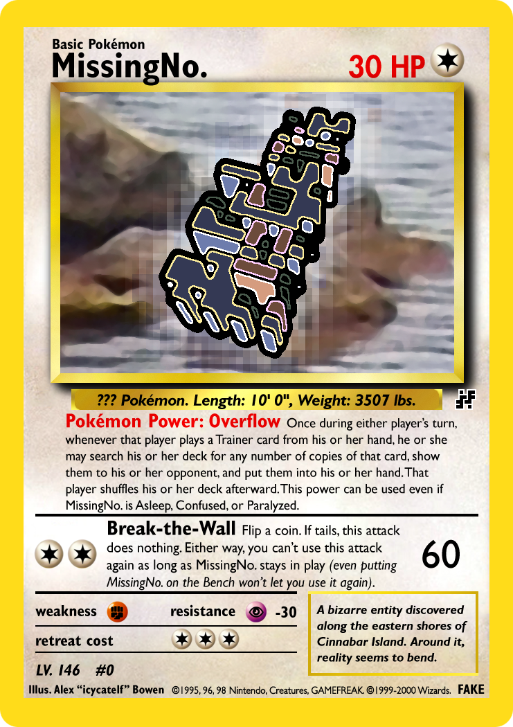 pokemon card missingno Holographic Foil Pokmon Custom Missingno. Real Trading Card Quality Fake Card) MissingNo. by icycatelf