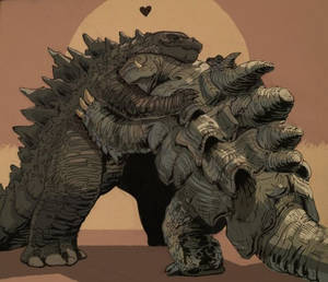 Godzilla, Gamera hug