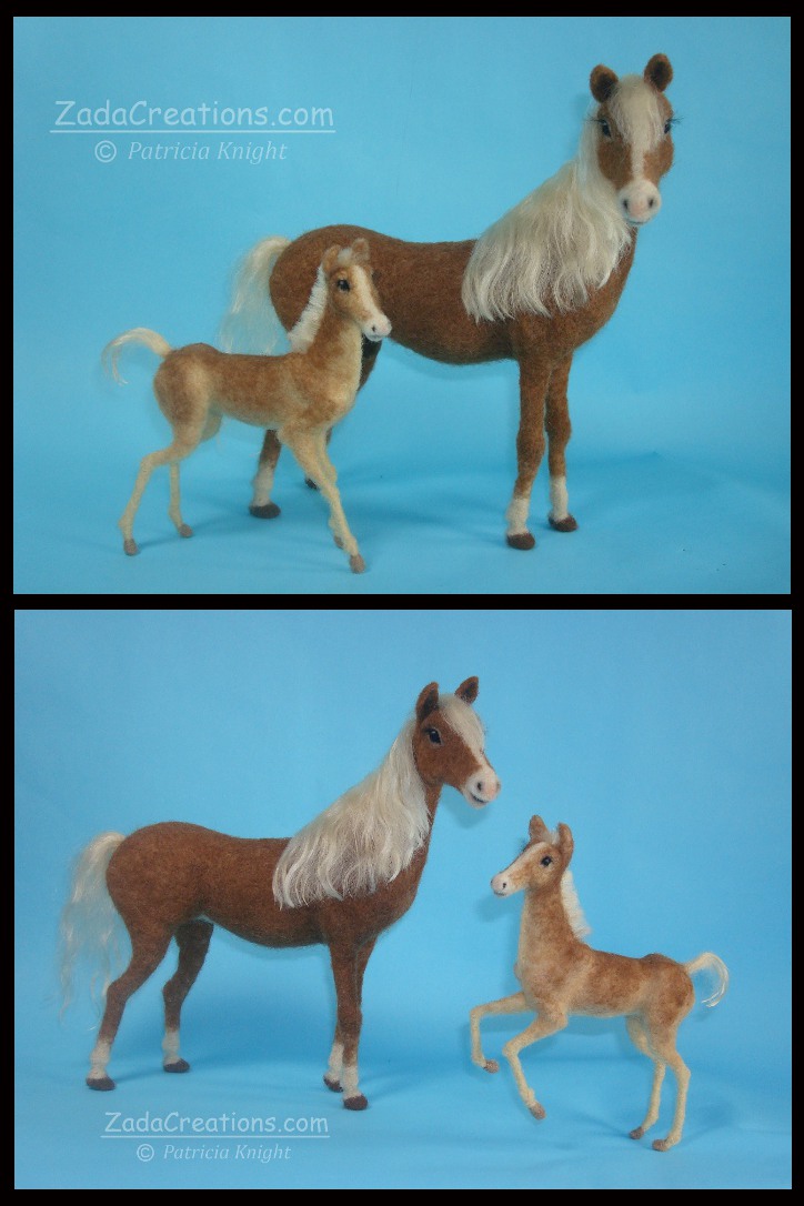 Needle Felted Haflinger Horse and Foal.