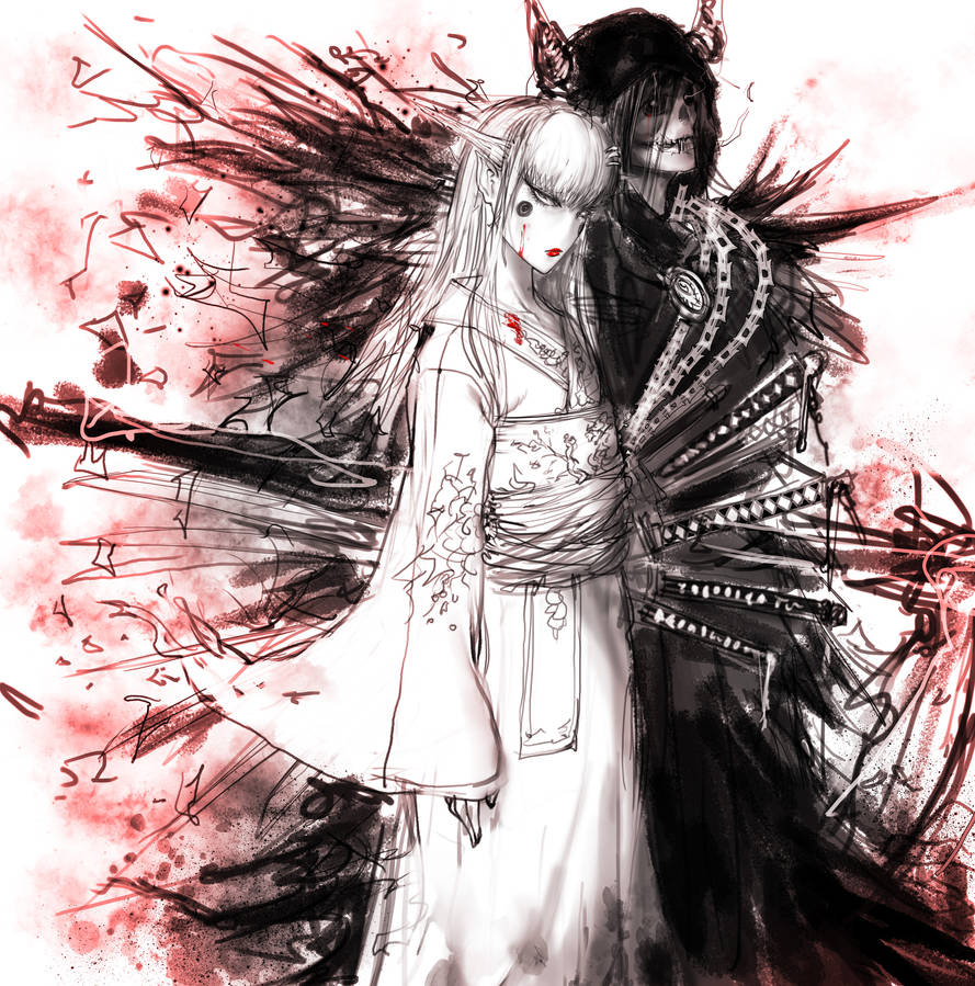 Влюбленный самурай лисицын. Ошикуру Демонический Самурай. Демон Самурай ошикуру. Девушка и парень Самураи.