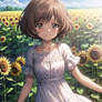 Yukari with sunflowers