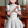 Jessica Whiteheart in a pretty white dress