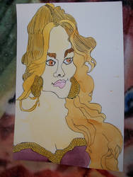 Sofia Vergara half pan watercolor painting