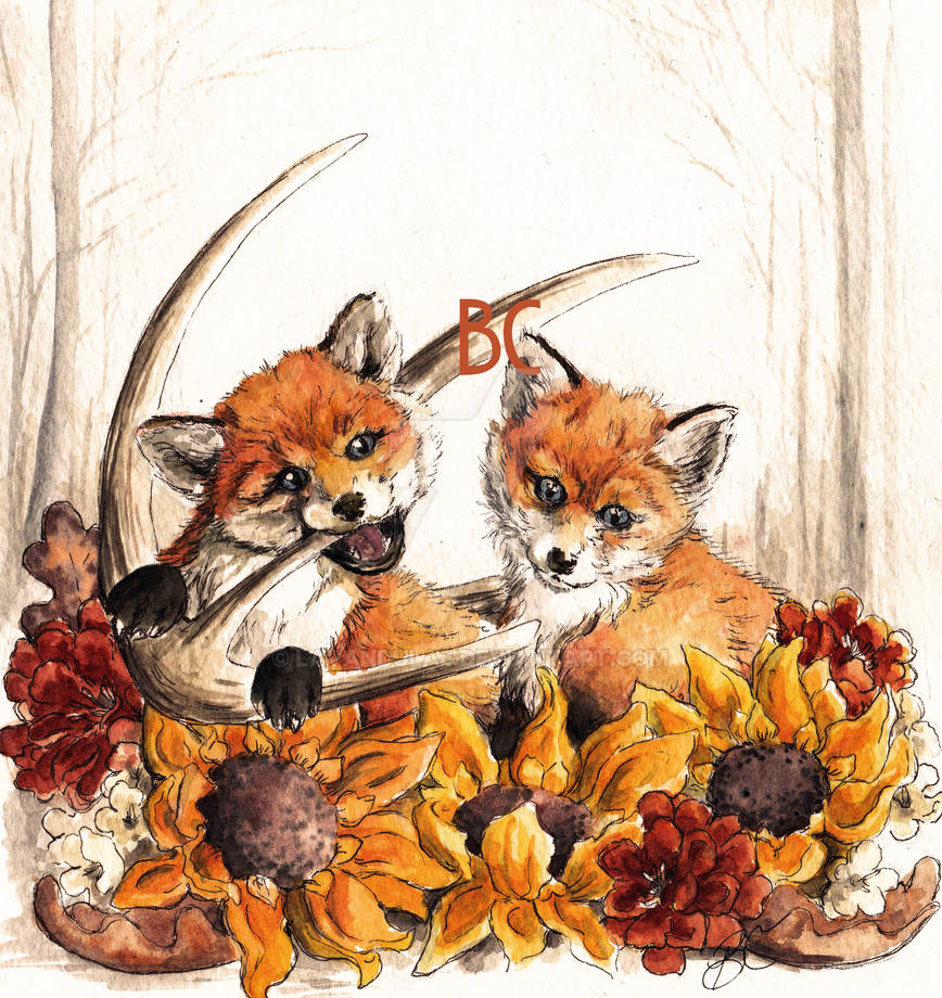 Autumn Fox Kits by lavandulae Autumn Fox Kits by lavandulae