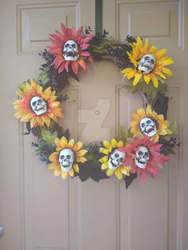 Laughing Sunflower Skulls Wreath