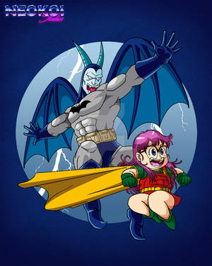 Crossover Akkuman and Arale as Batman and Robin