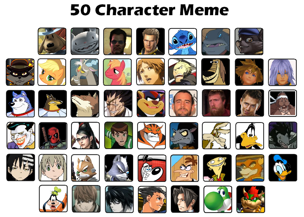 50 Characters Meme (My 50 Favorites) by RustySteele on DeviantArt