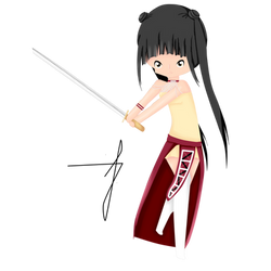 Mizuki with a sword.